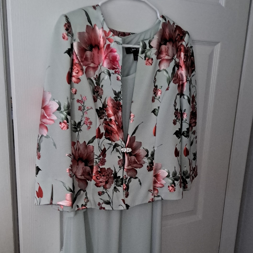 Jessica Howard Floral Mint and Pink Midi Dress with Jacket